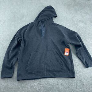 Bass Outdoor Mens Front 1/4 Snap Hoodie XXL Black Beauty Cotton Blend NWT 3438